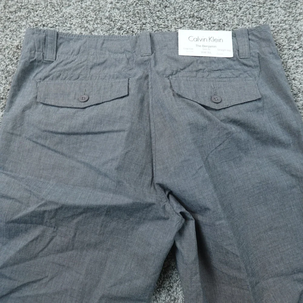 NEW Calvin Klein Pants Mens 30X30 Gray Slim Straight Chino Dress Trouser Career